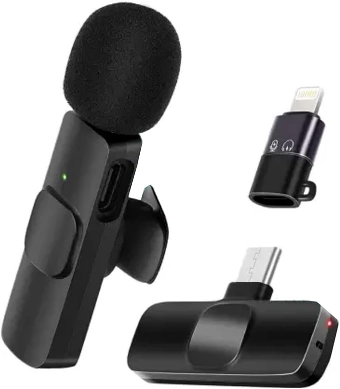 2 peças Microfone de lapela sem fio para dispositivos IOS, microfone duplo sem fio para gravação de vídeo - Imagem 4
